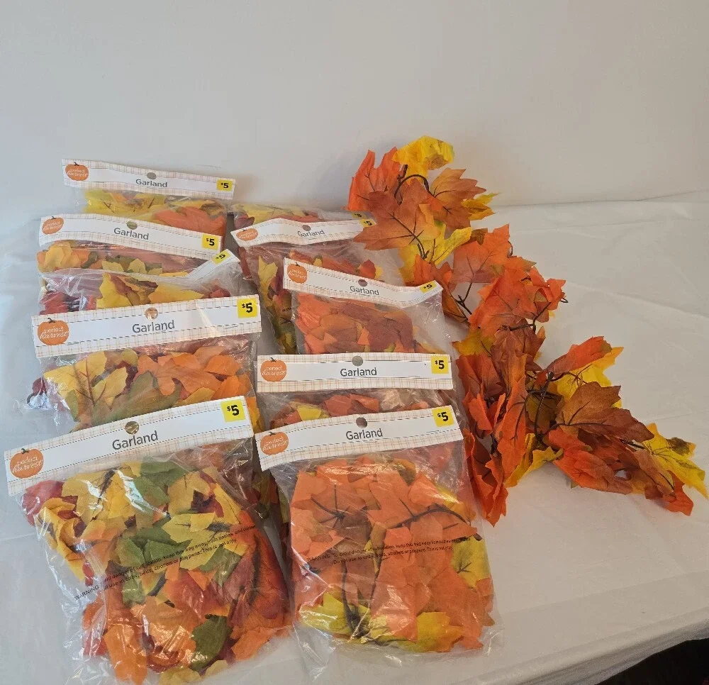 10-Pack Fall Leaf Garland Bundle | Autumn Harvest Thanksgiving Decor | NWT